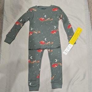 Carter's Kids' Pajamas with Santa and Reindeer Print - Unisex Kids 2T